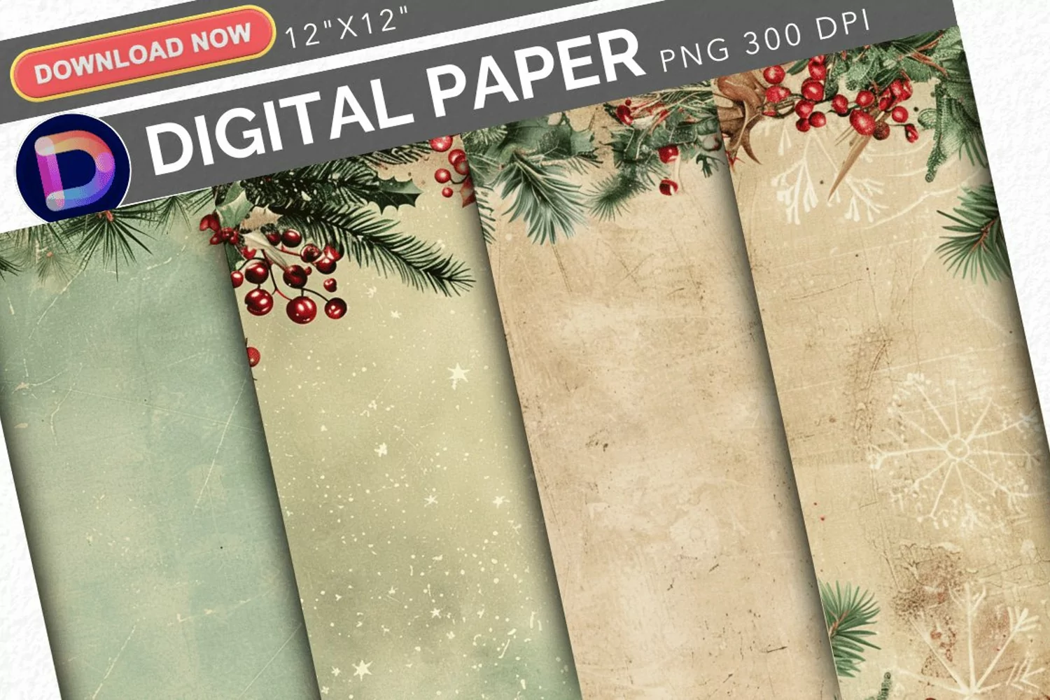 Vintage Christmas Digital Paper product image 1