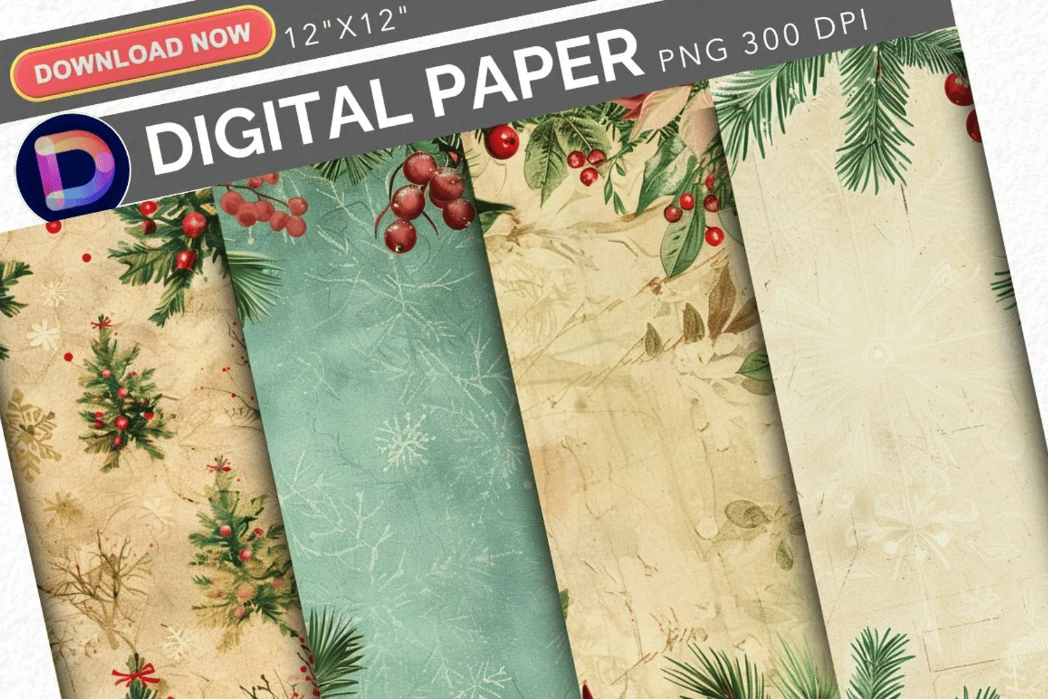 Vintage Christmas Digital Paper product image 1