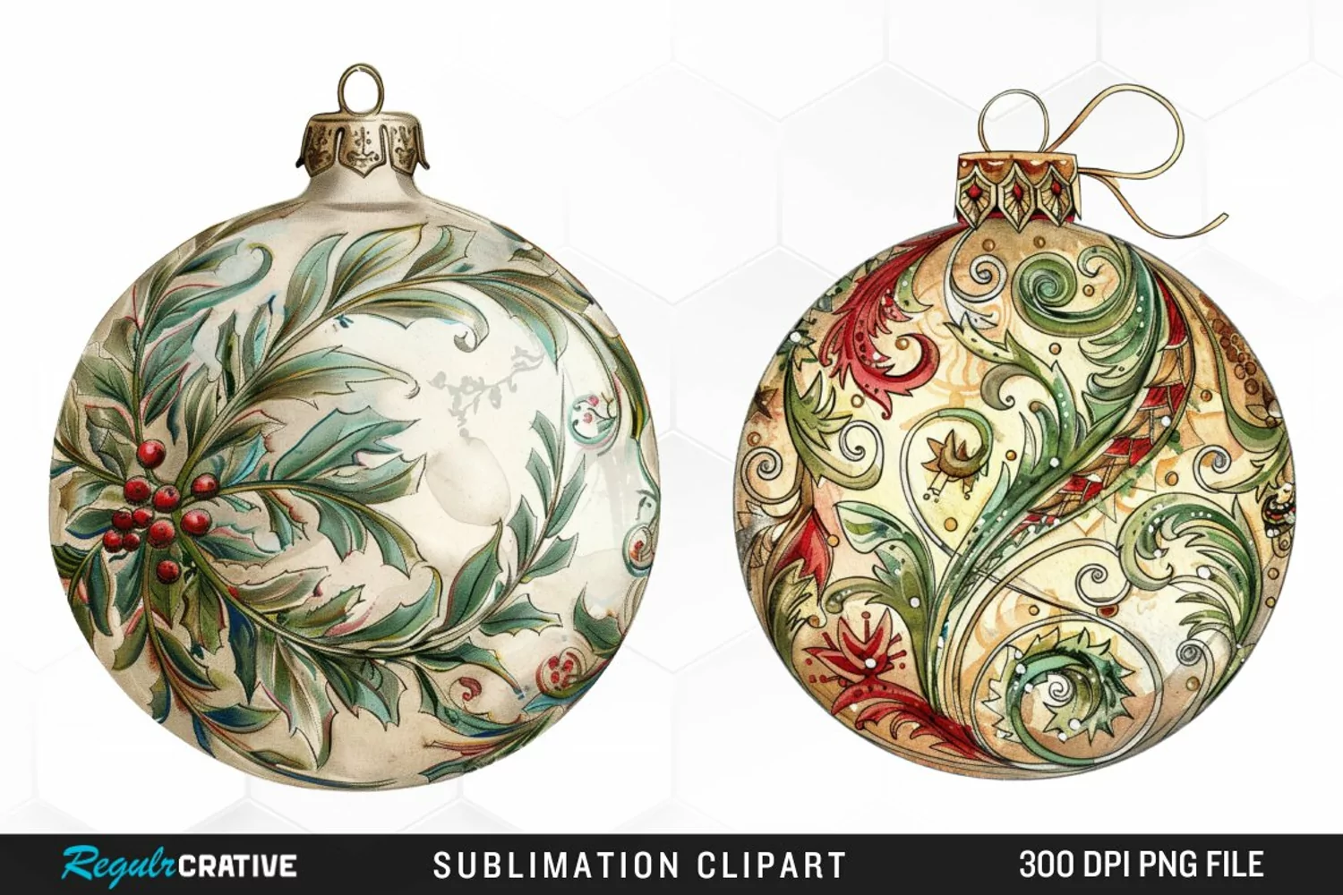 Vintage Christmas Baubles Image Clipart product image 1