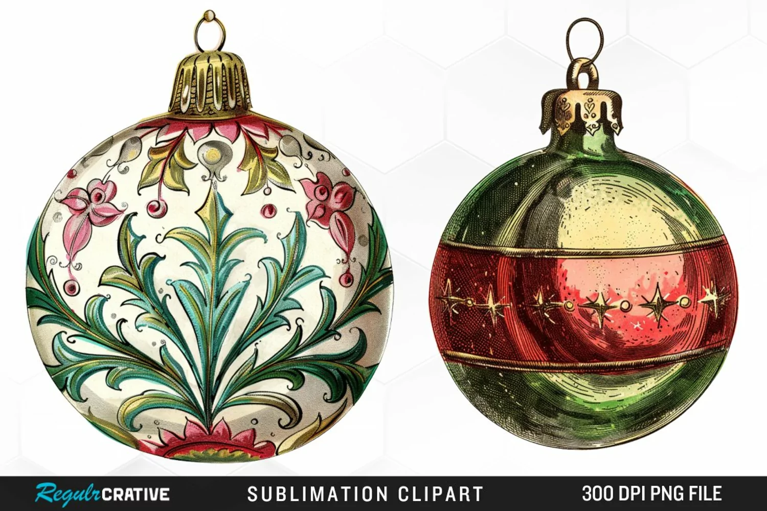 Vintage Christmas Baubles Design Clipart product image 1