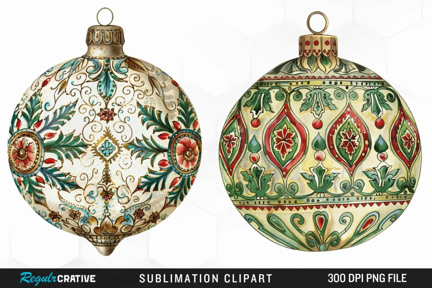 Vintage Christmas Baubles Design Clipart product image 1