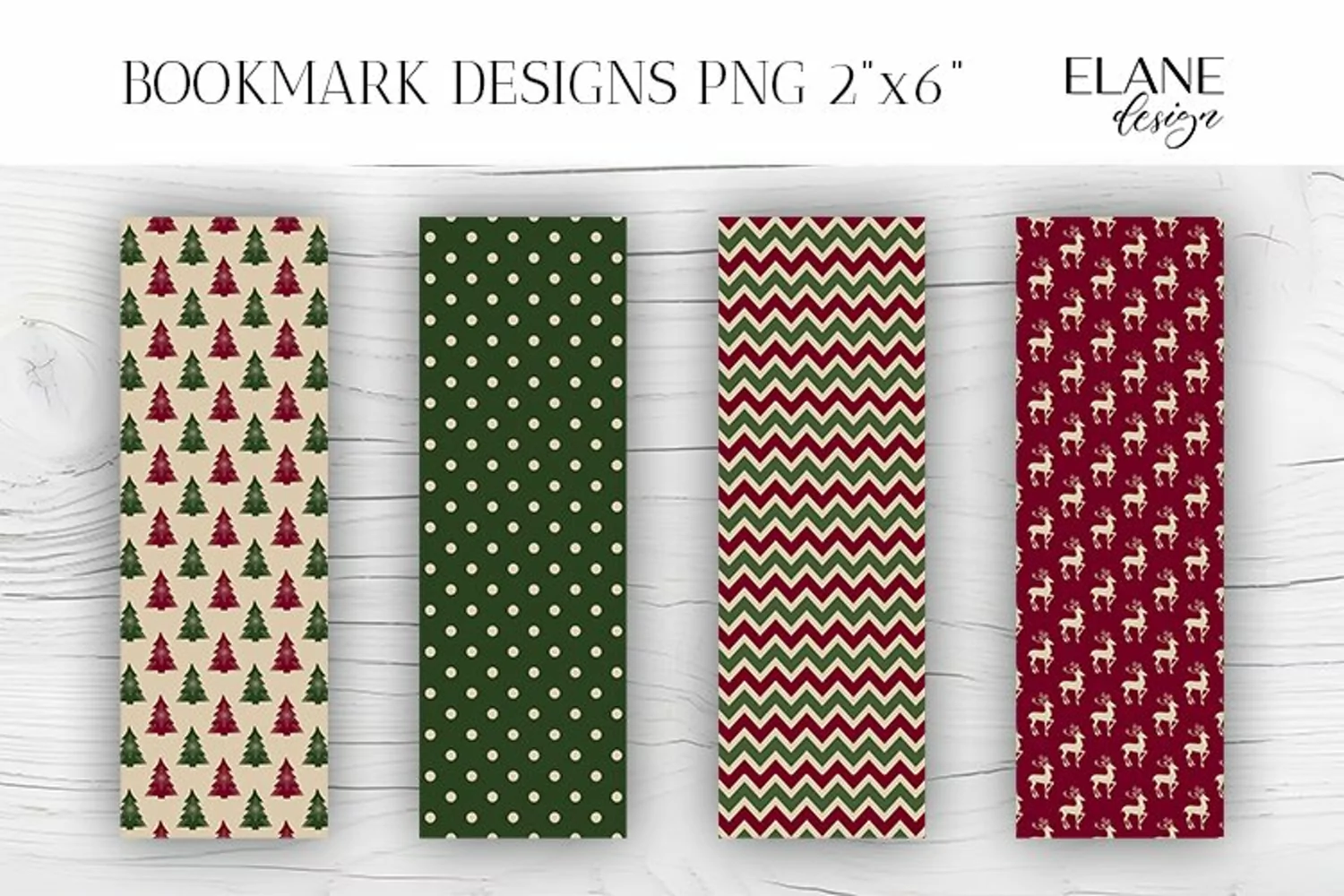 Vintage Christmas Bookmark Printable, 4 PNG Bookmark product image 1