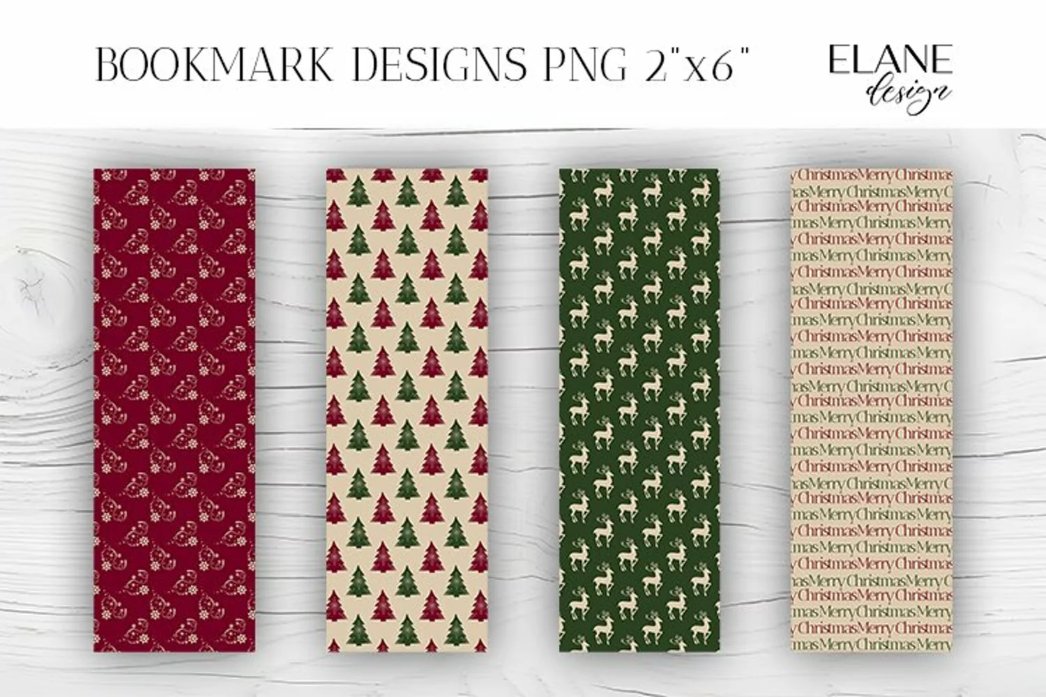 Vintage Christmas Bookmark Printable, 4 PNG Bookmark product image 1