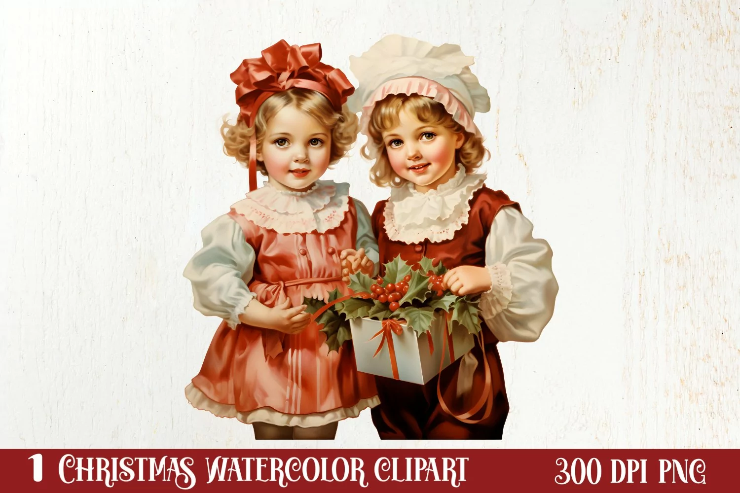 Vintage Christmas Sublimation Clipart, Vintage Christmas PNG product image 1