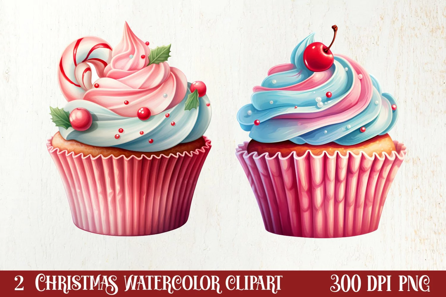 Watercolor Christmas Cakes Clipart, Christmas Clipart product image 1