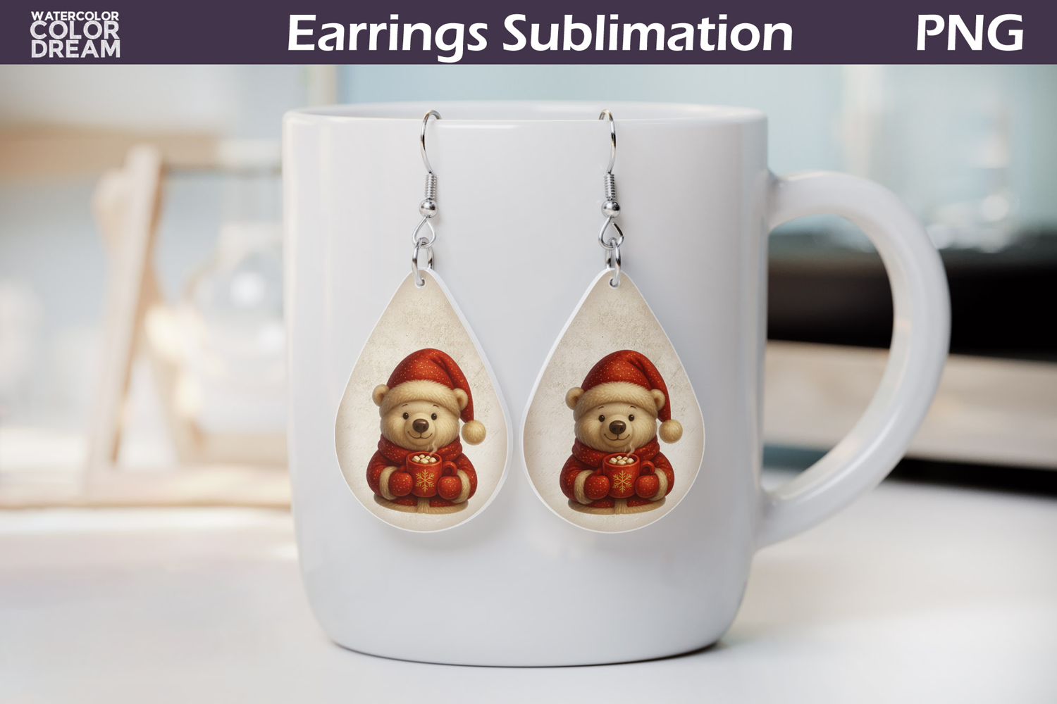 Bear Christmas Teardrop Earrings | Retro Earrings product image 1
