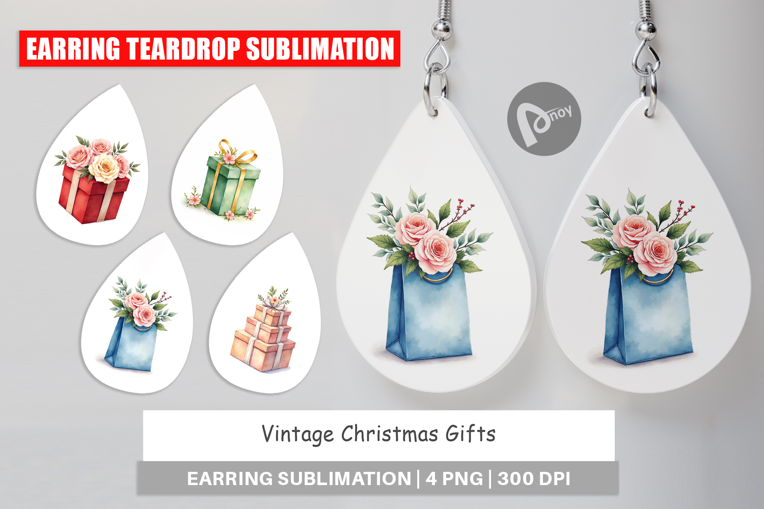 Earring Vintage Christmas Gifts Watercolor product image 1
