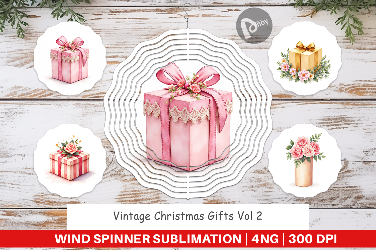 Wind Spinner Vintage Christmas Gifts Watercolor product image 1