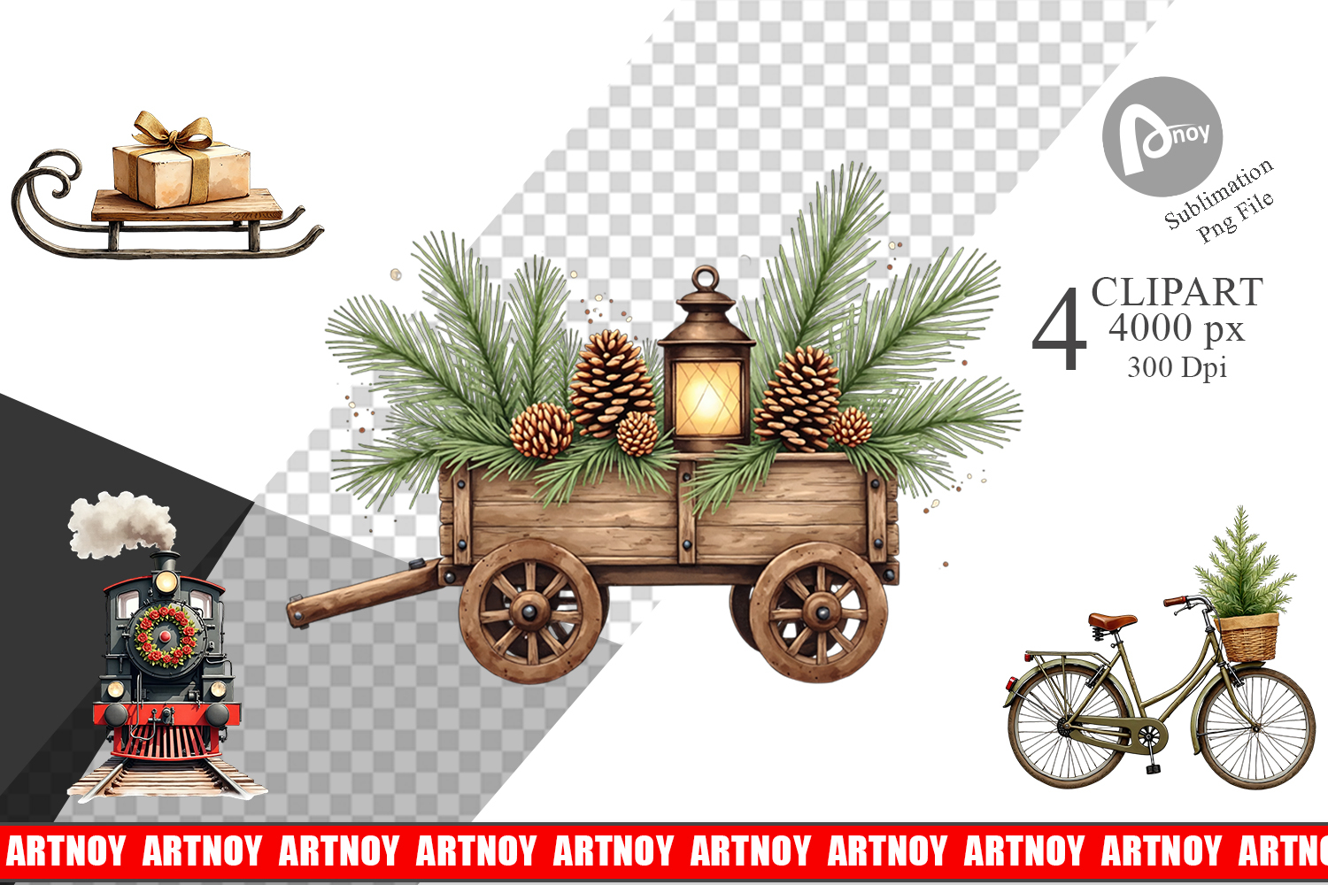 Vintage Christmas Journey Clipart product image 1