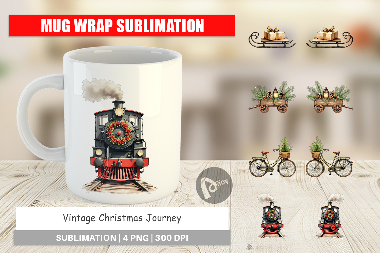 Vintage Christmas Journey Mug Wrap product image 1