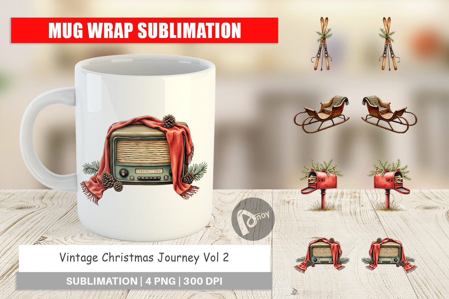 Vintage Christmas Journey Mug Wrap product image 1