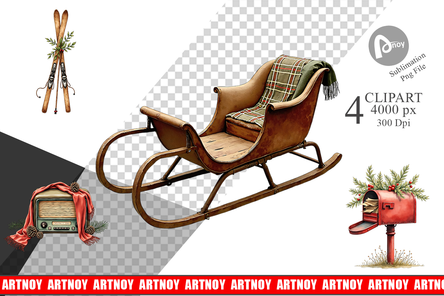Vintage Christmas Journey Clipart product image 1