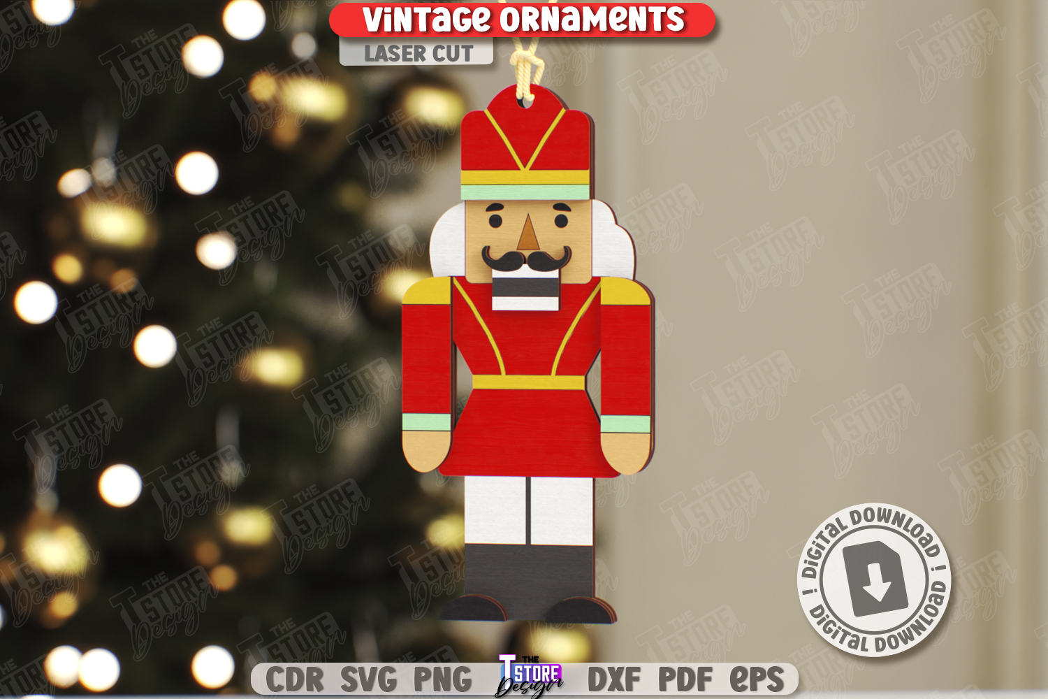 Vintage Christmas Ornament Laser Cut|Retro Christmas|Holiday