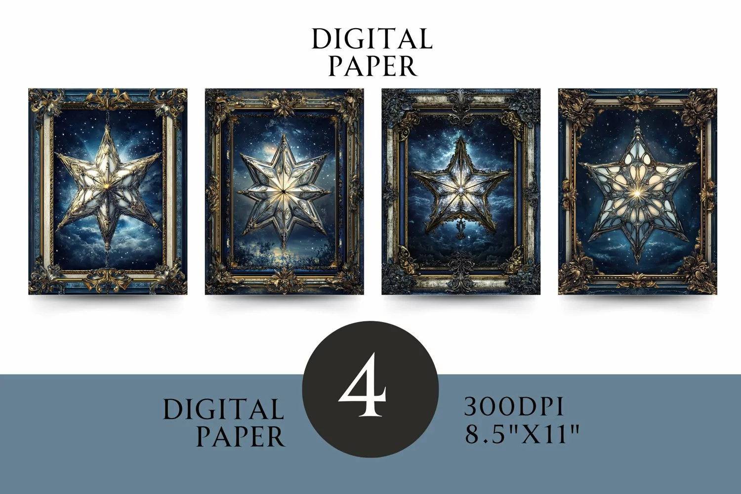 Celestial Star Digital Paper - Mystical Designs product image 1