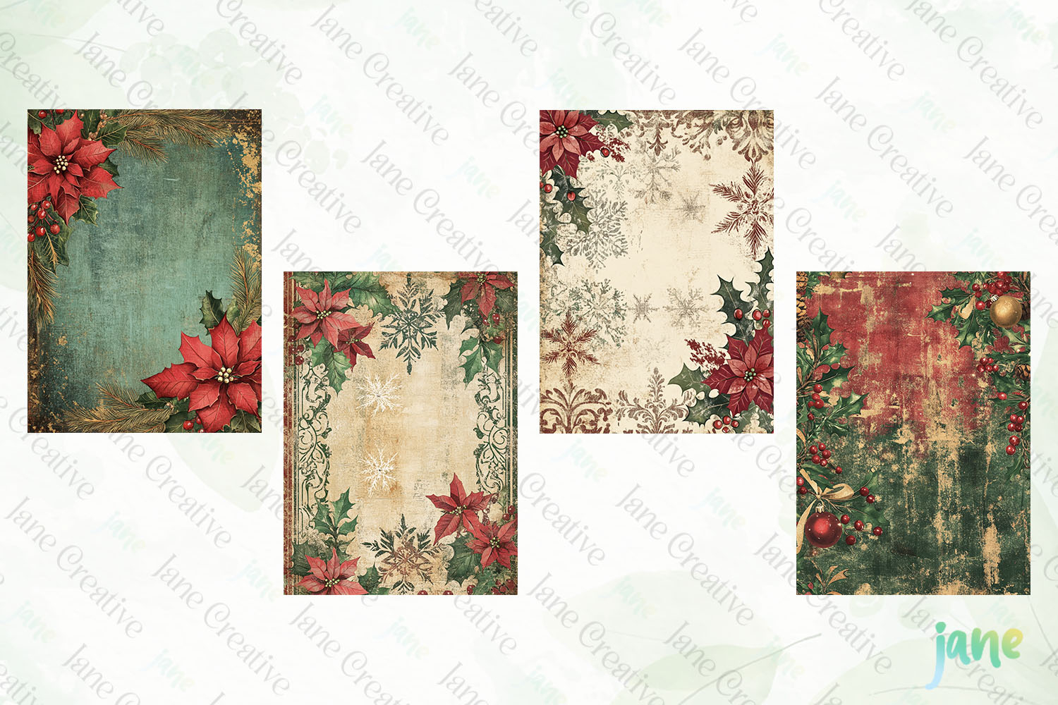 Vintage Christmas Paper Clipart product image 1