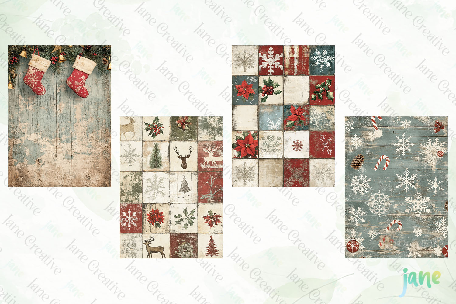 Vintage Christmas Paper Clipart product image 1