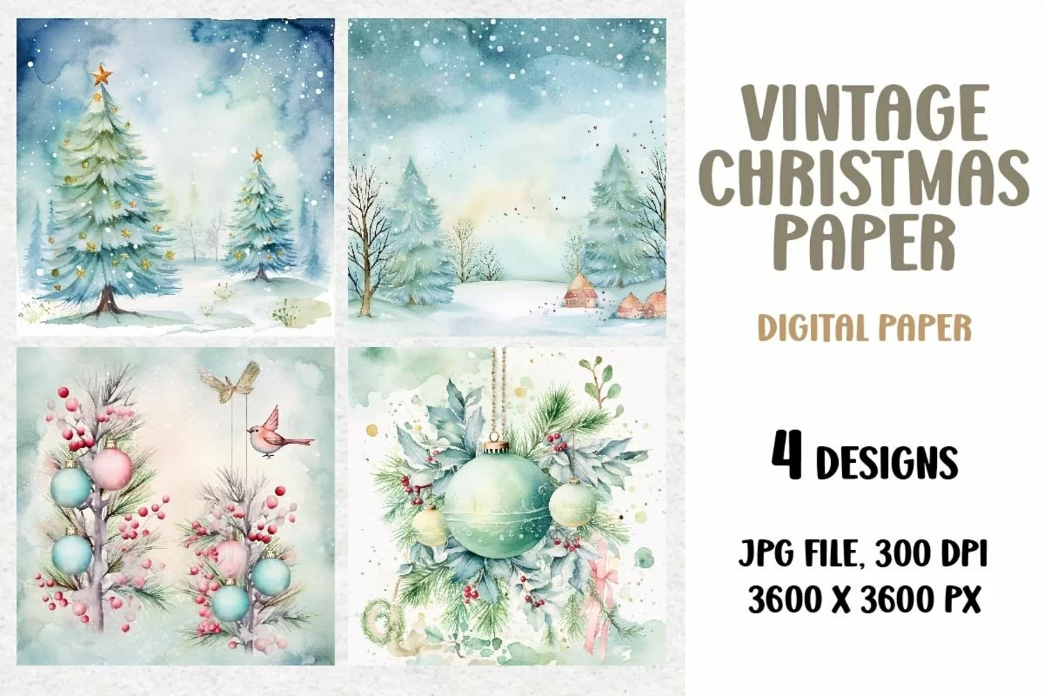Vintage Christmas Junk Journal, Digital Paper product image 1