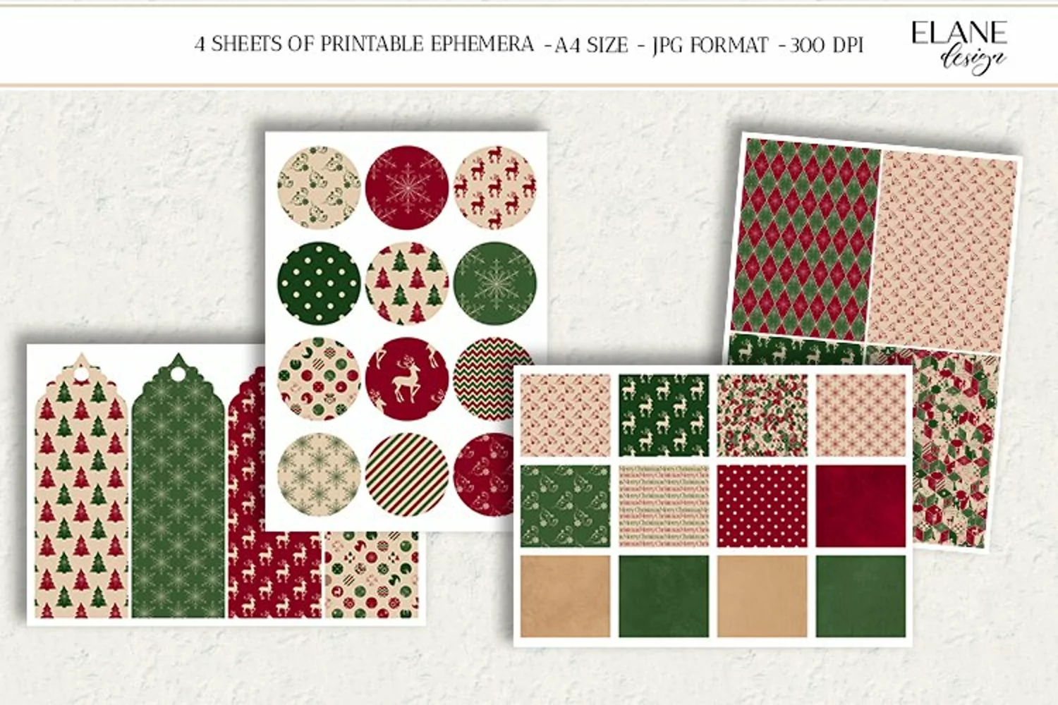 Vintage Christmas Printable Ephemera, Christmas Paper Crafts product image 1