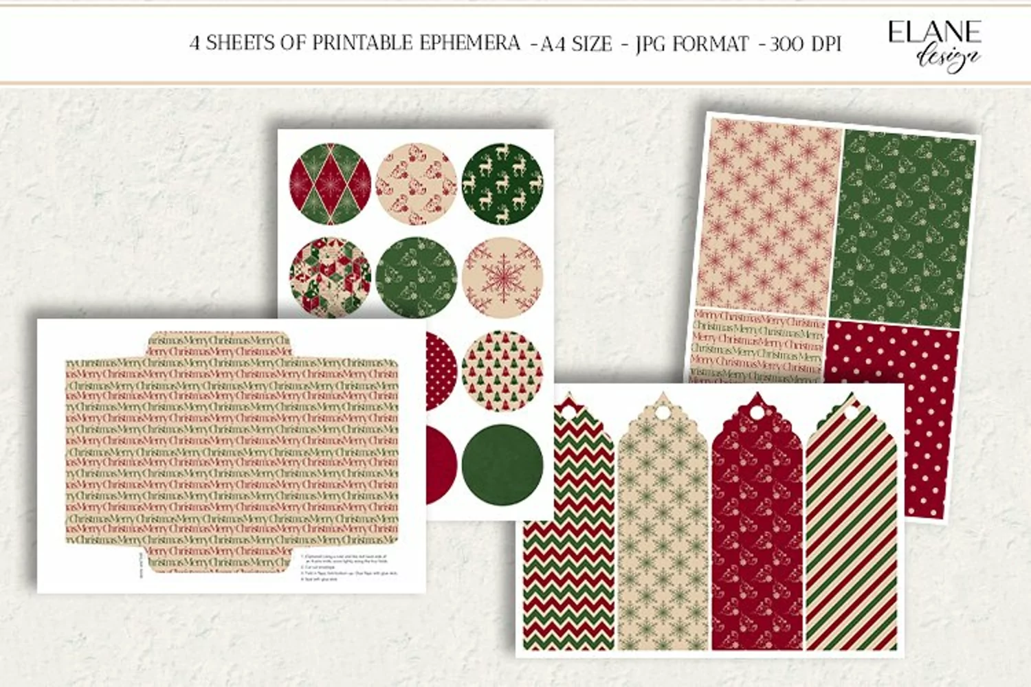 Vintage Christmas Printable Ephemera, Christmas Paper Crafts product image 1