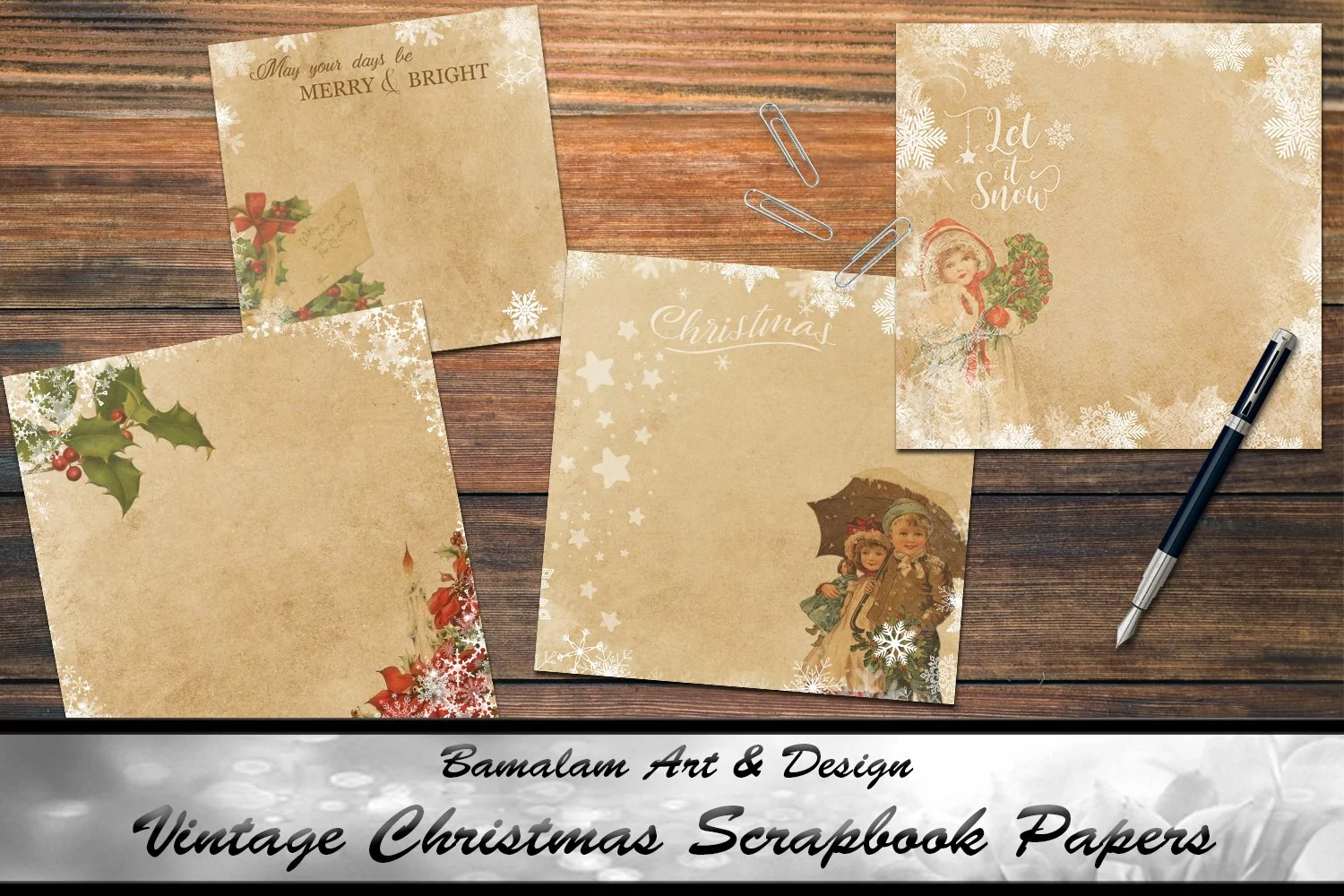 Vintage Christmas Scrapbook Papers product image 1