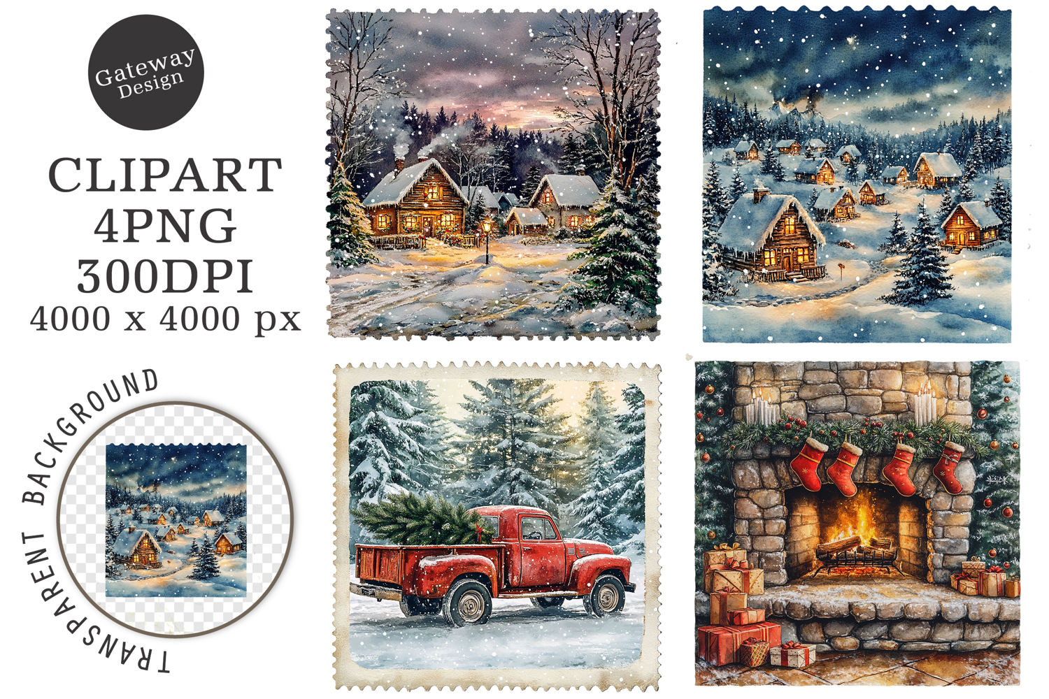 Vintage Christmas Stamps Png product image 1