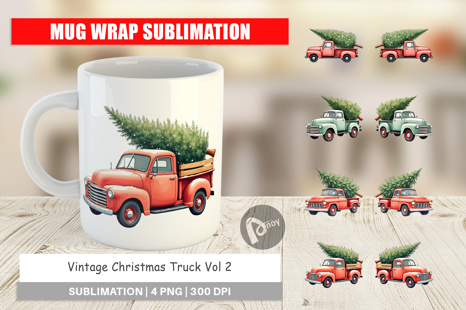 Vintage Christmas Truck Mug Wrap product image 1