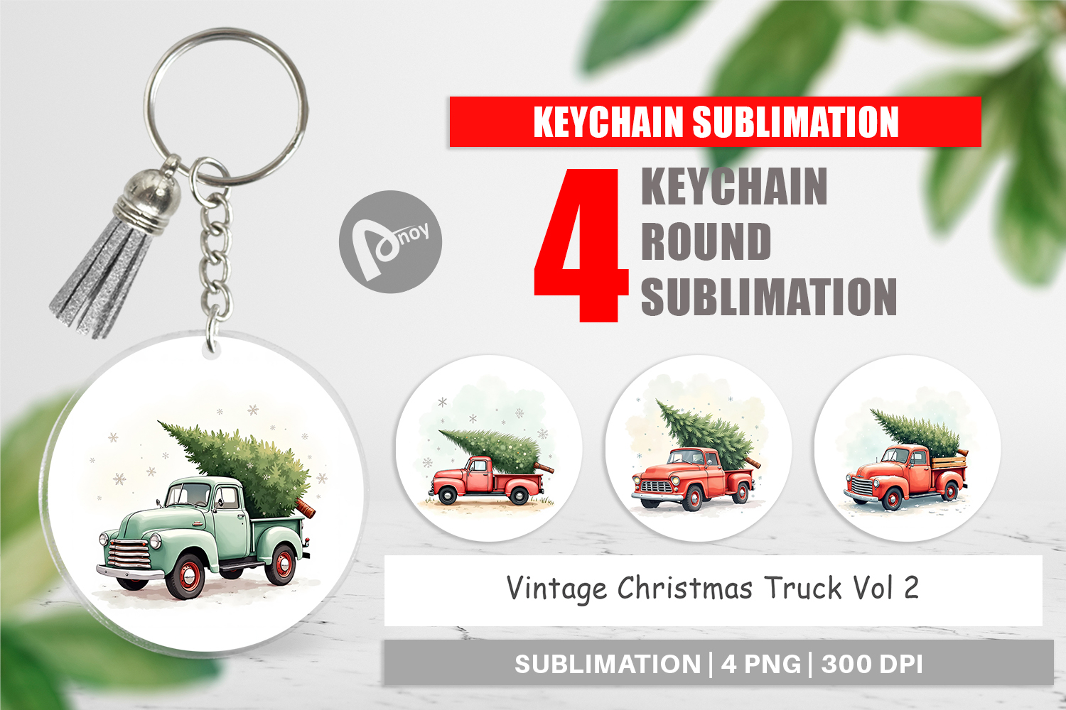 Vintage Christmas Truck Keychain product image 1