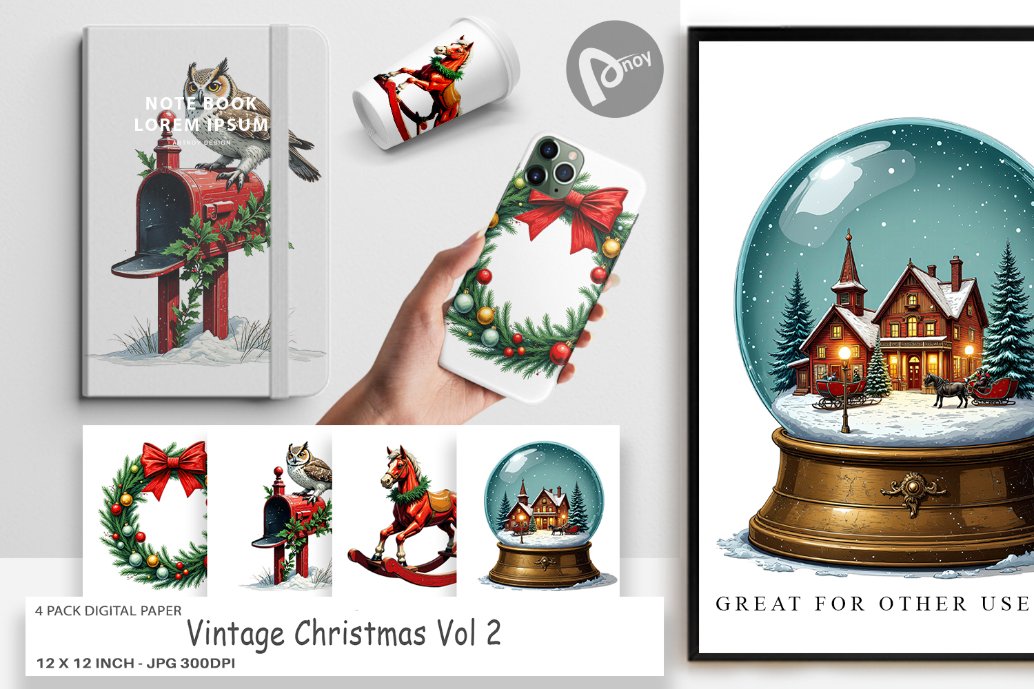 Digital Paper Vintage Christmas