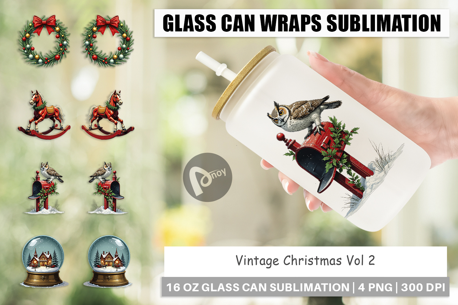 Glass Can Vintage Christmas
