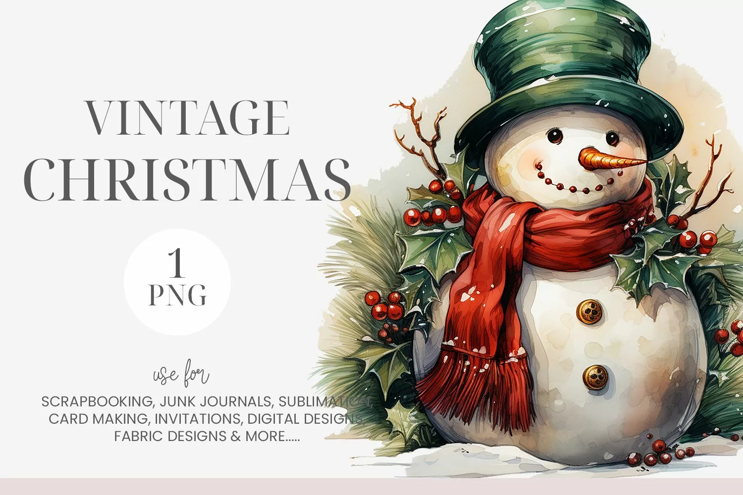 Vintage Christmas Snowman Clipart product image 1