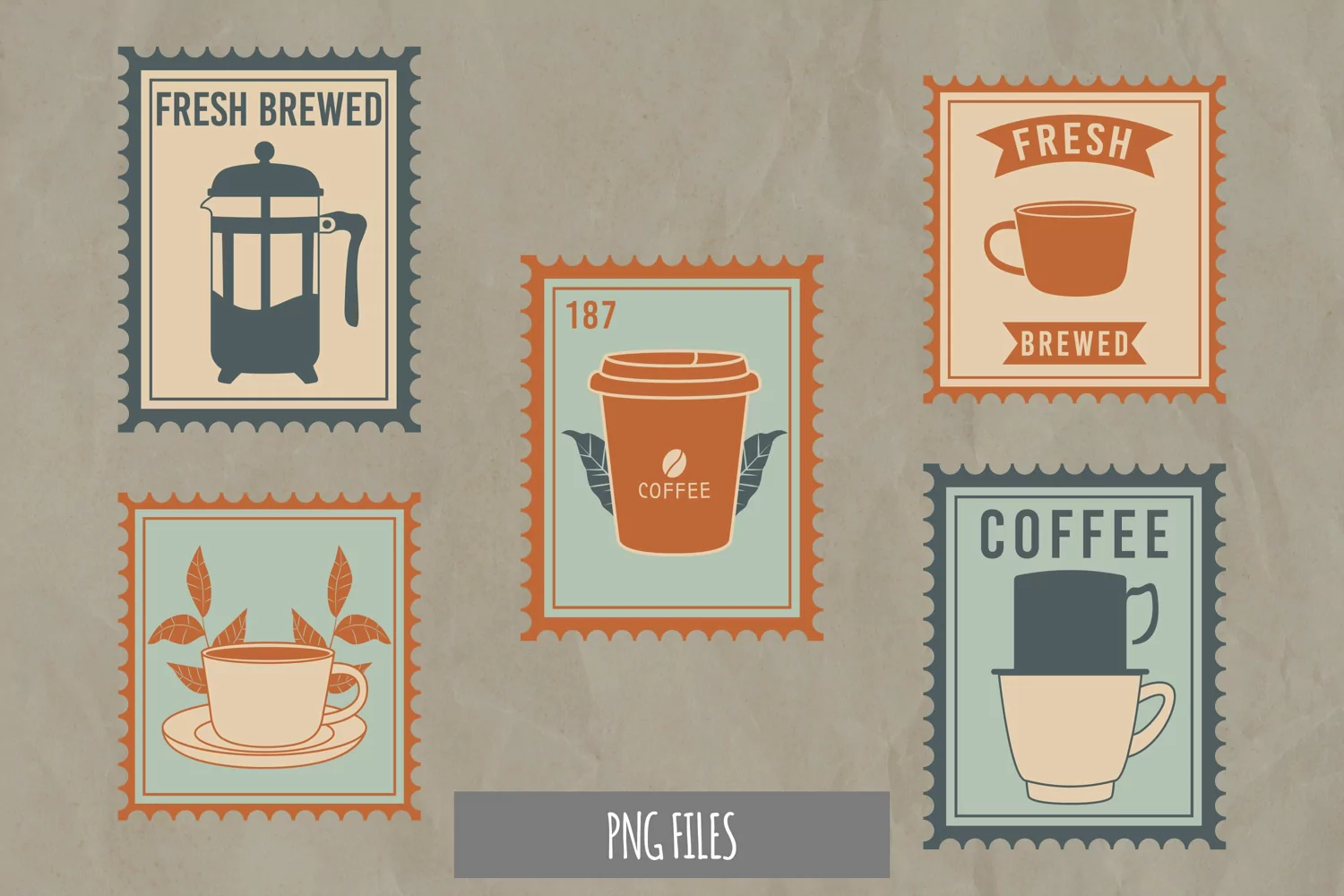 Vintage Coffee Postage for Scrapbook Clipart product image 1