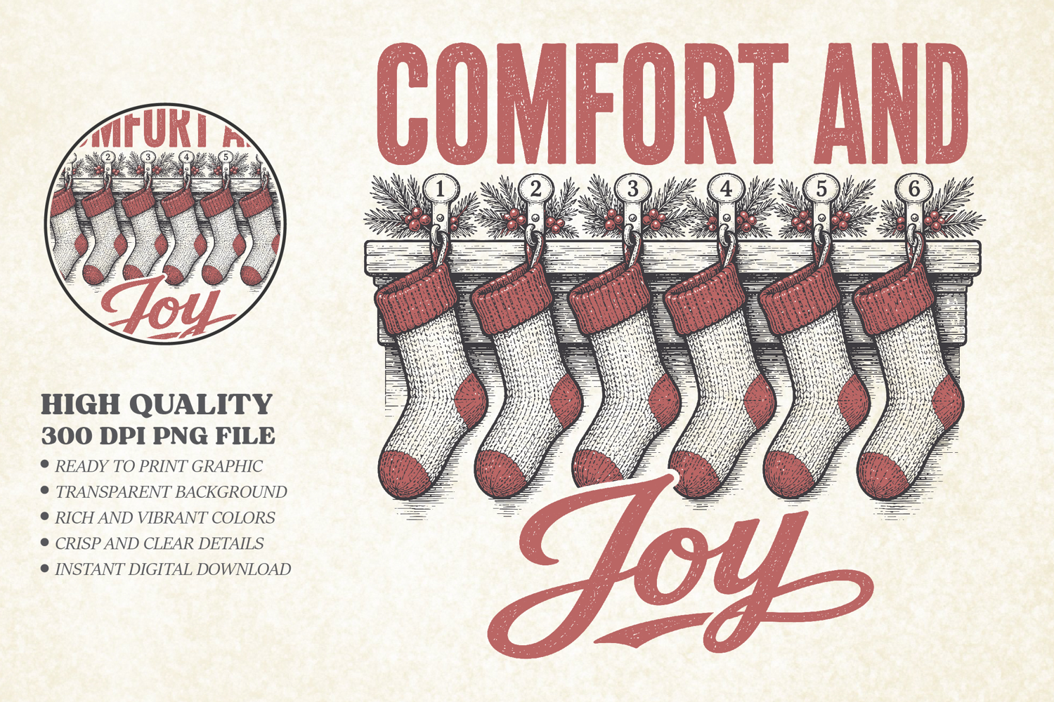 Vintage Comfort And Joy Christmas Design, Comfort And Joy product image 1