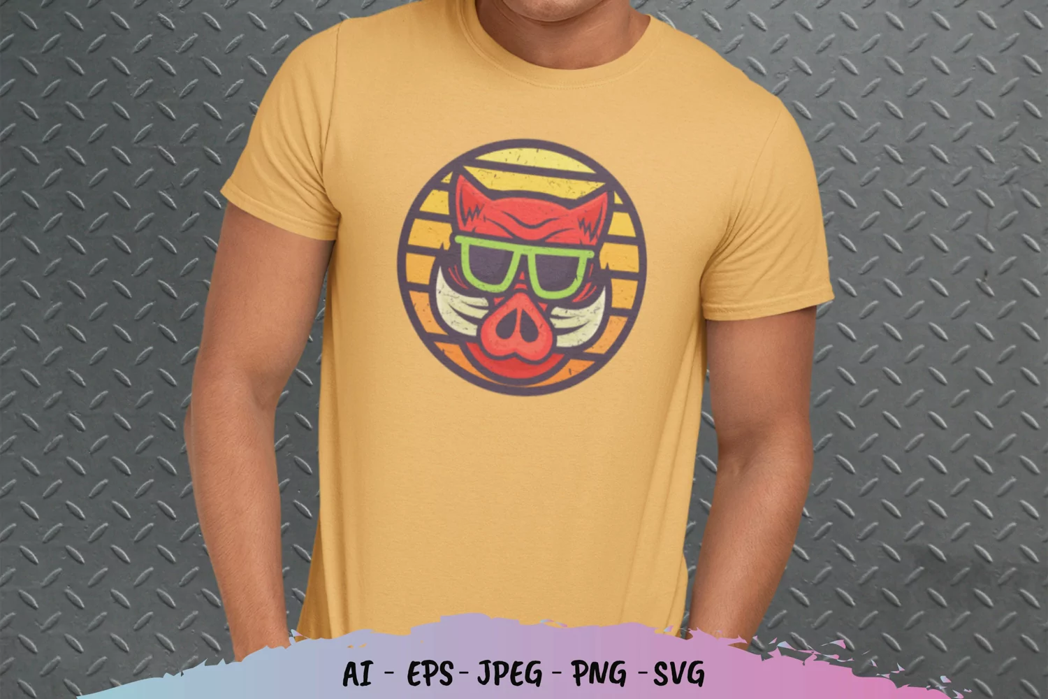 Vintage Cool Boar SVG product image 1