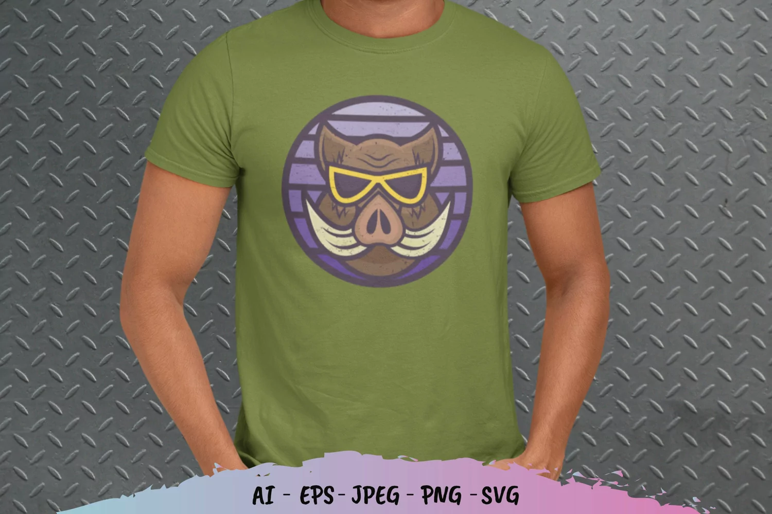 Vintage Cool Boar SVG product image 1