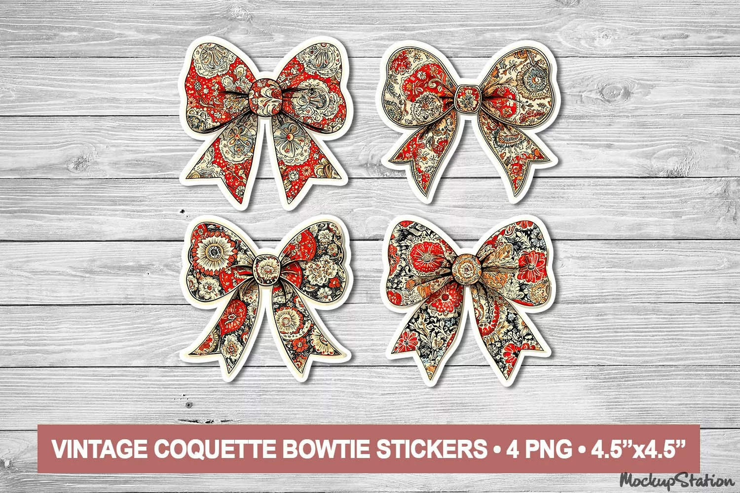 Vintage Coquette Stickers Sheet | Luxury Printable Clipart product image 1