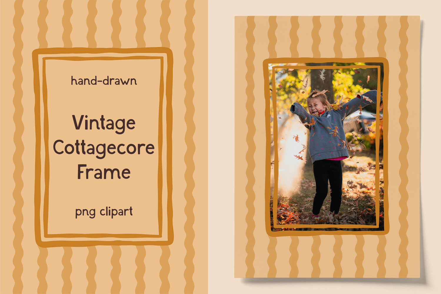 Hand Drawn Vintage Cottagecore Frame PNG Clipart product image 1
