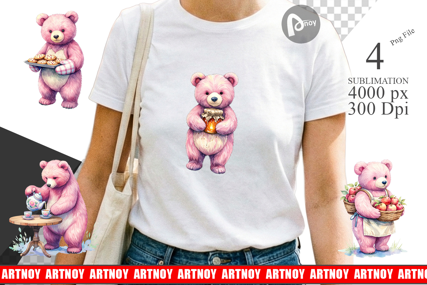 Cottagecore Bear Baking Sublimation product image 1
