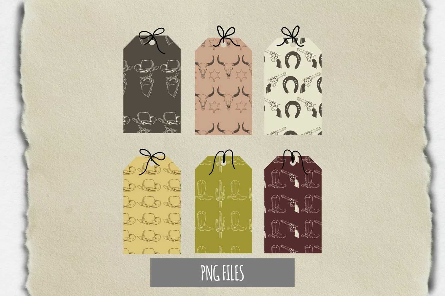 Vintage Cowboy Stuff Patterned Shaped Tag product image 1