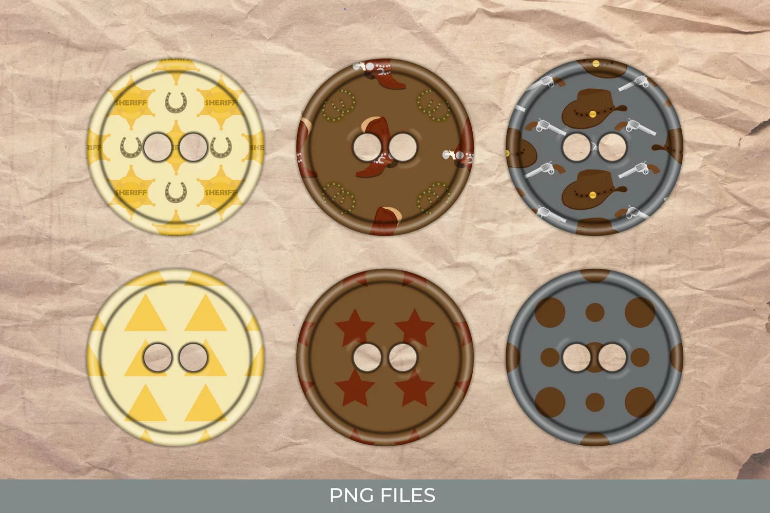 Vintage Cowboy Stuff Pattern Buttons product image 1