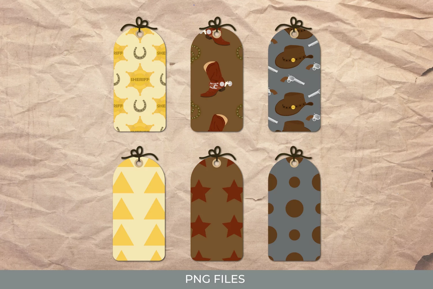 Vintage Cowboy Stuff Patterned Shaped Tags product image 1