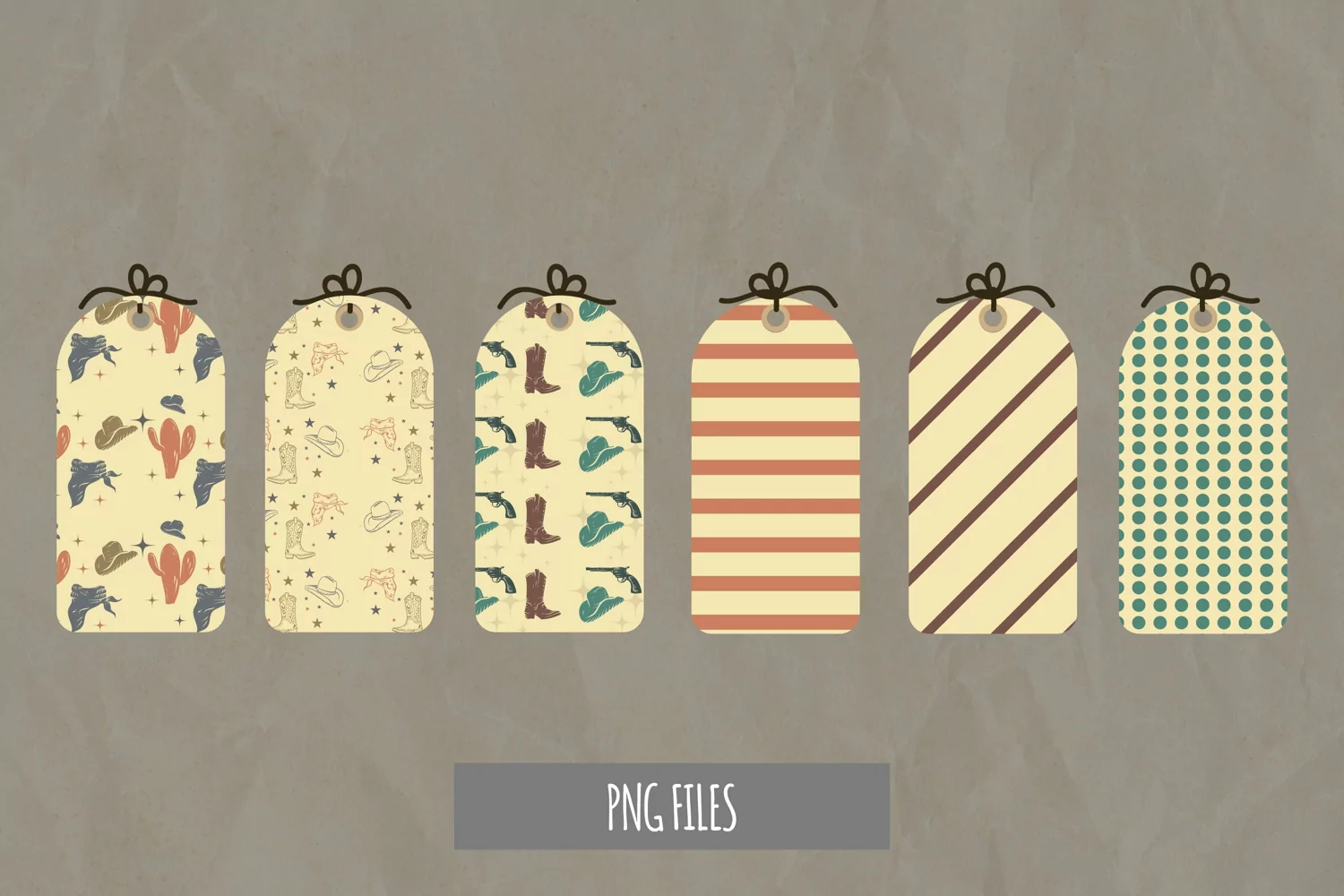 Vintage Cowboy Stuff Patterned Shaped Tag product image 1