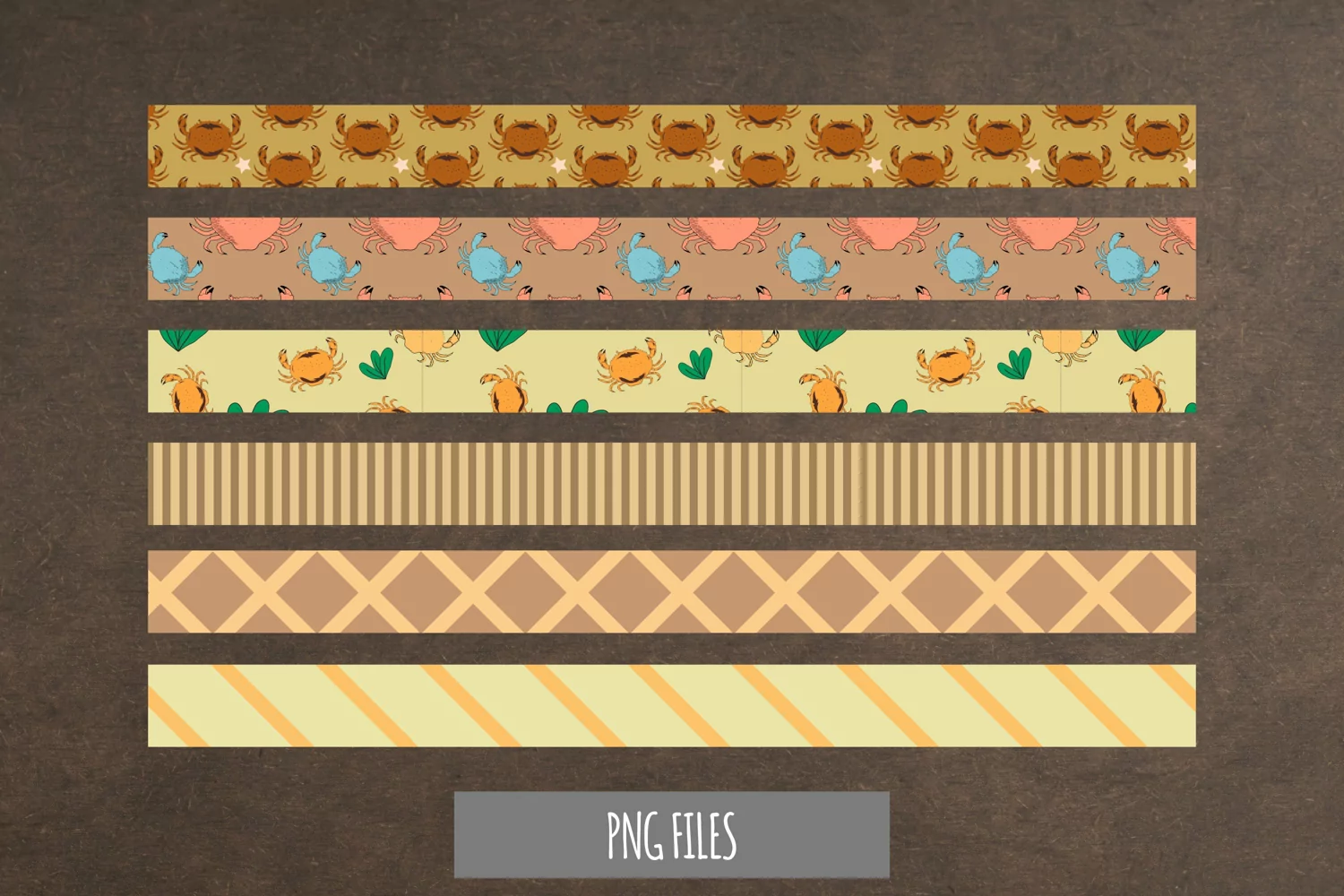 Vintage Crabs Seamless Pattern Strips product image 1