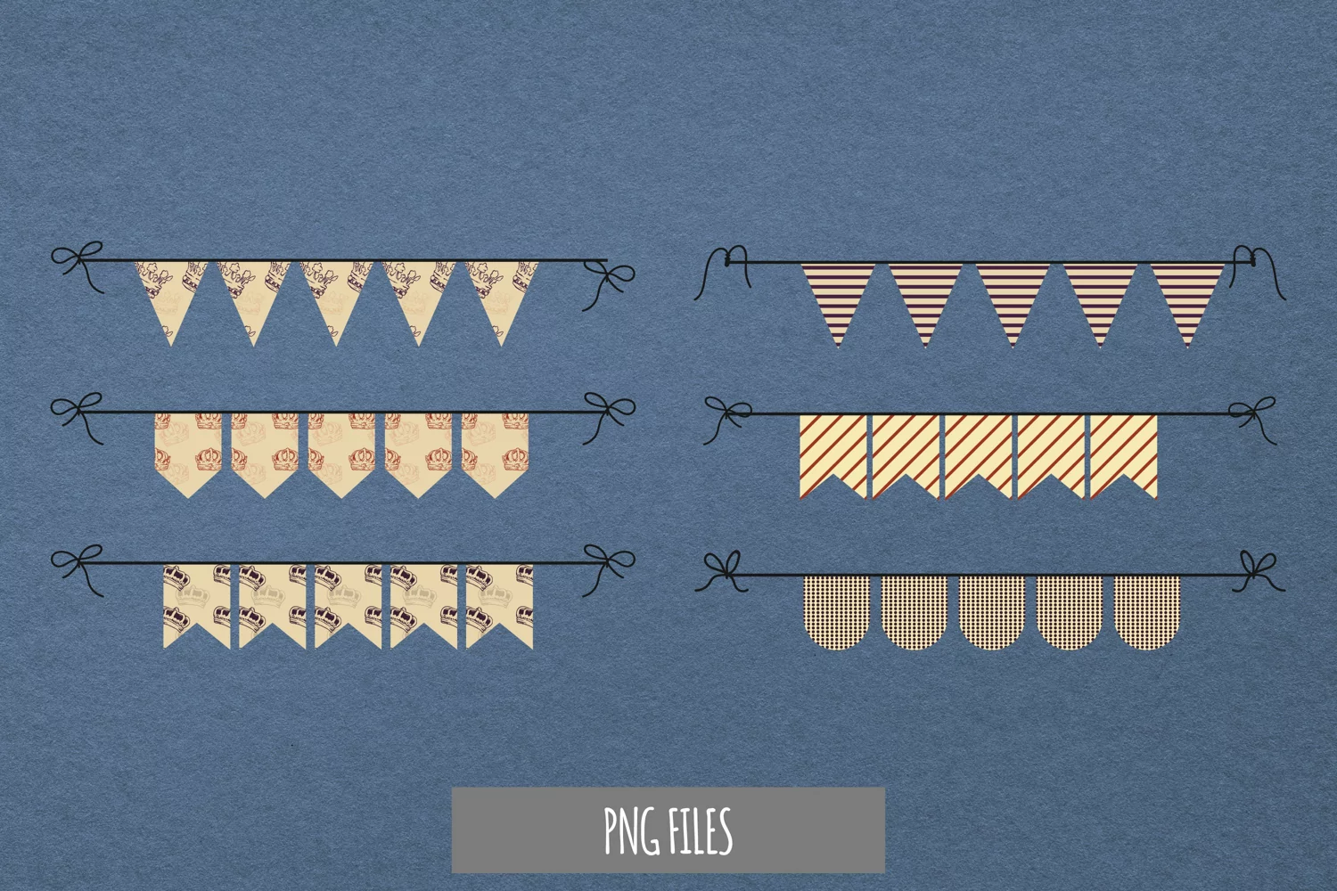 Vintage Crown Seamless Pattern Bunting Banner product image 1