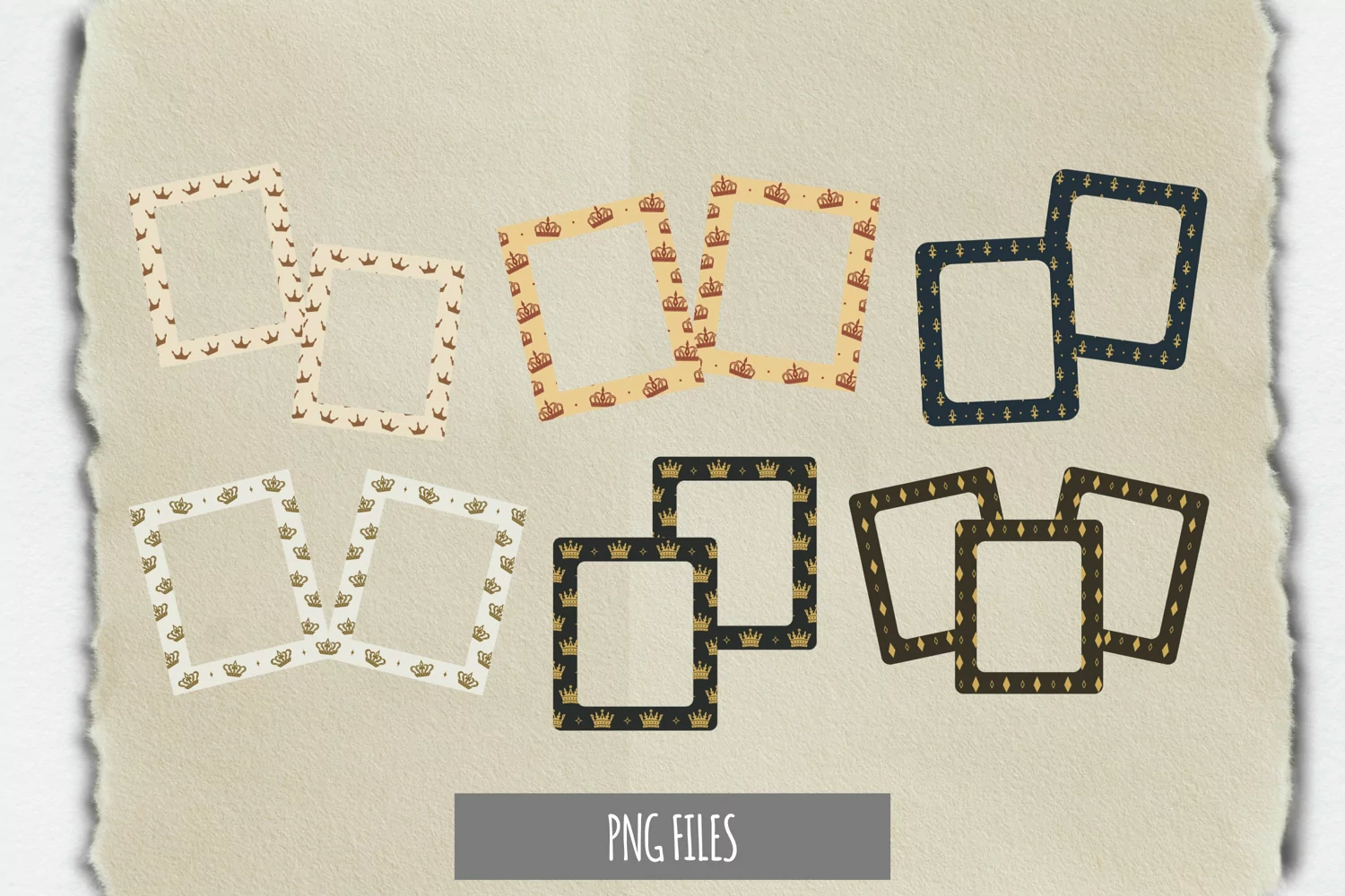 Vintage Crown Seamless Pattern Frame Set product image 1