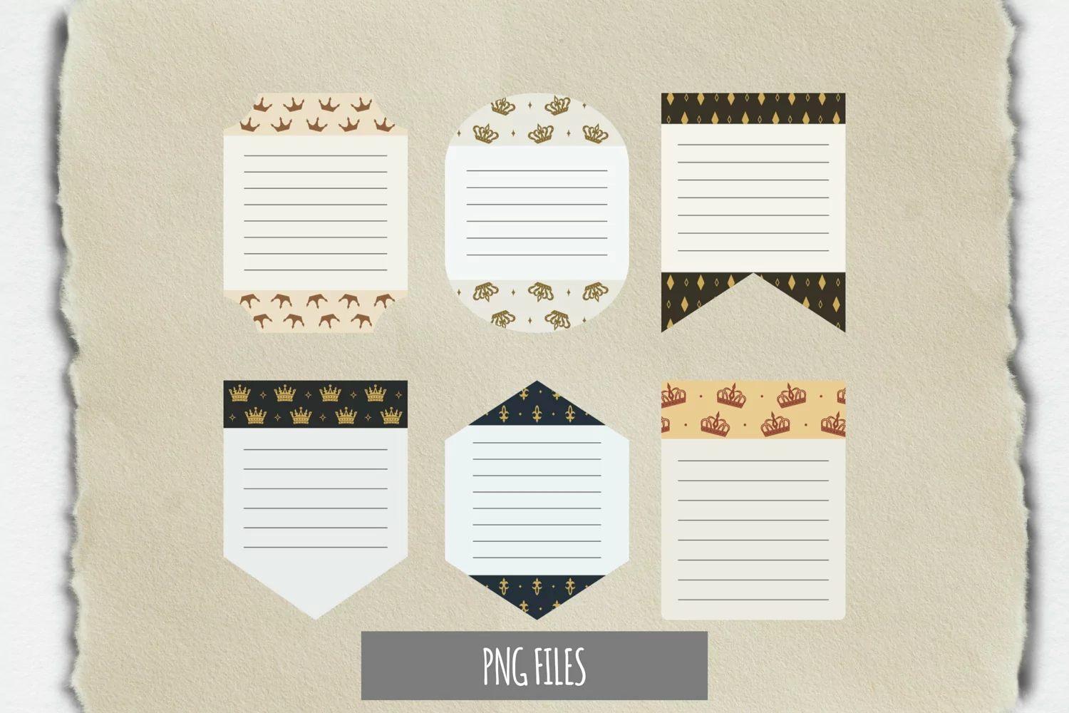 Vintage Crown Seamless Pattern Shaped Journaling Page product image 1