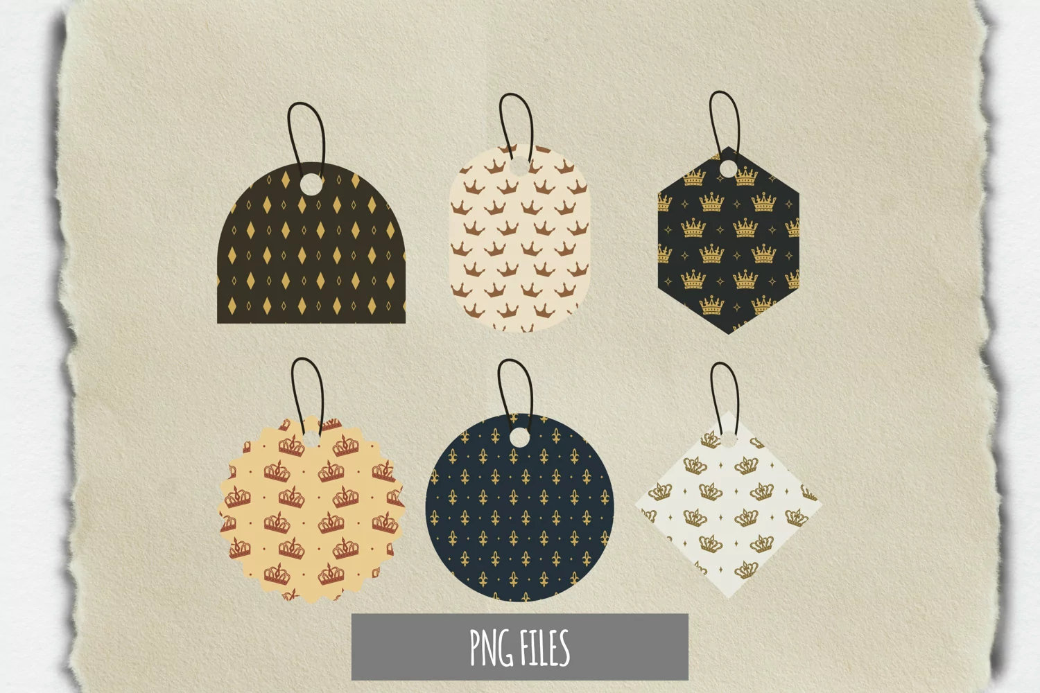 Vintage Crown Seamless Pattern Shaped Tag product image 1