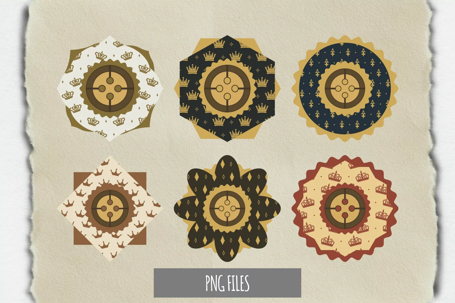 Vintage Crown Seamless Pattern Button product image 1
