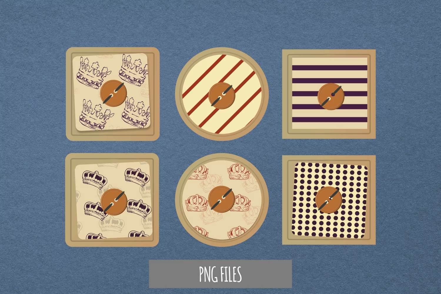 Vintage Crown Seamless Pattern Button product image 1