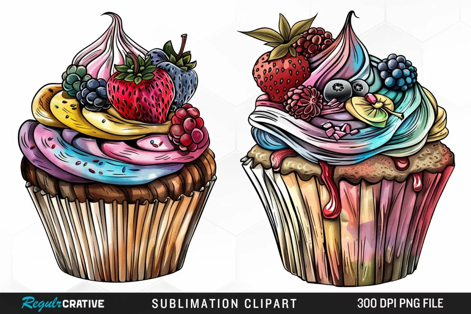 Vintage Cupcake Exquisite Clipart product image 1