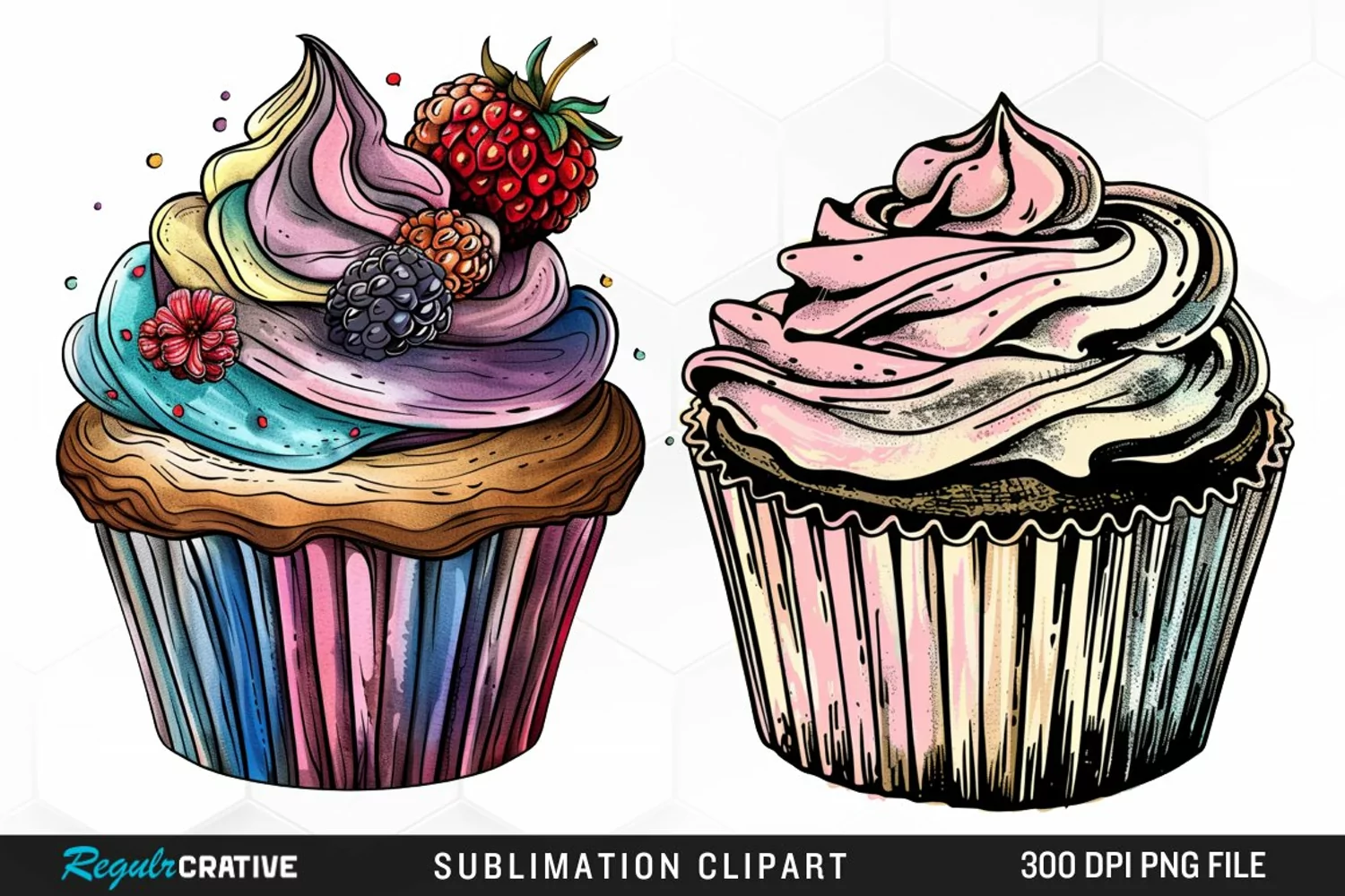 Vintage Cupcake Exquisite Clipart product image 1